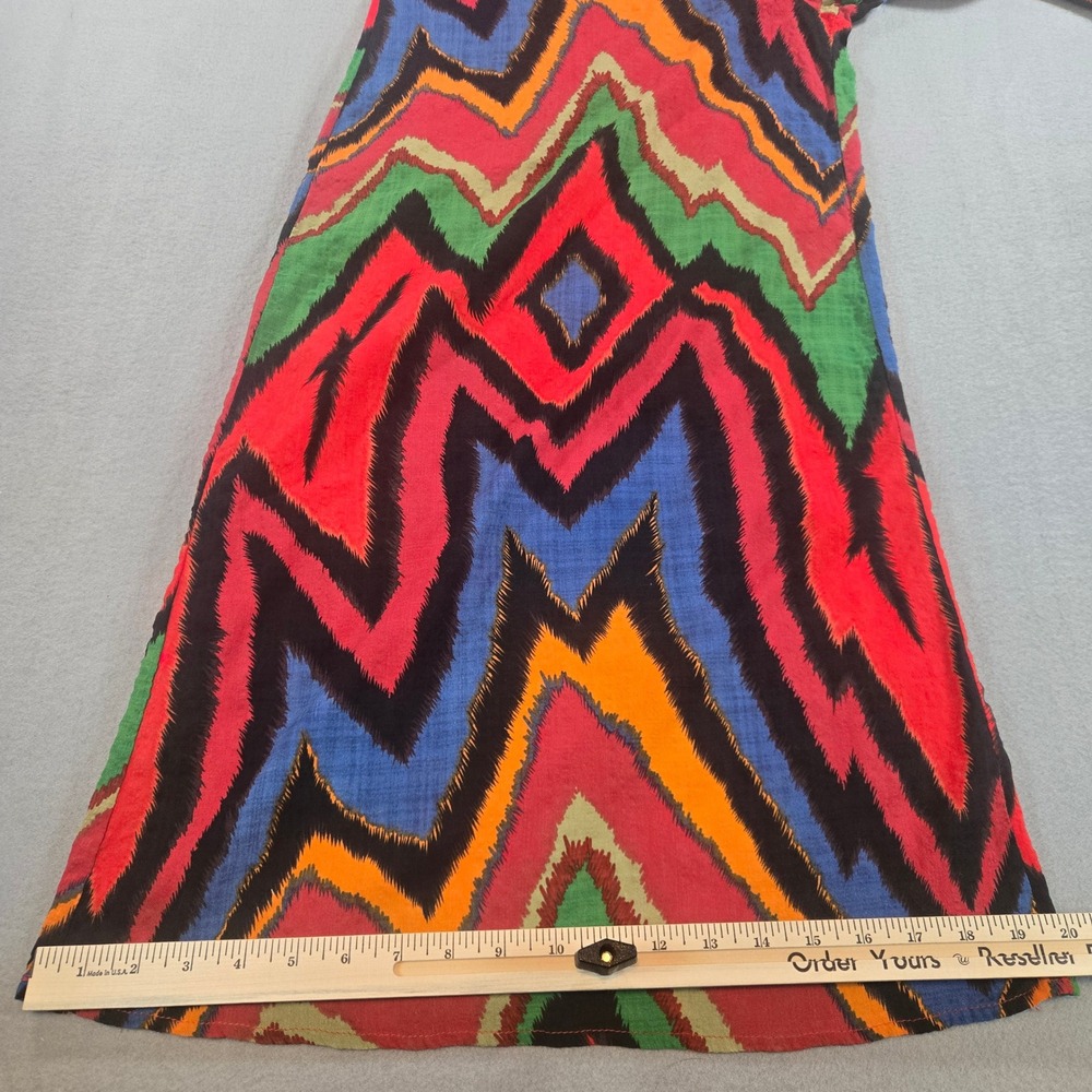 Dress Day Jumpsuit Women Medium Multicolor Ikat Chevron Boho V-Neck D - Picture 6 of 9